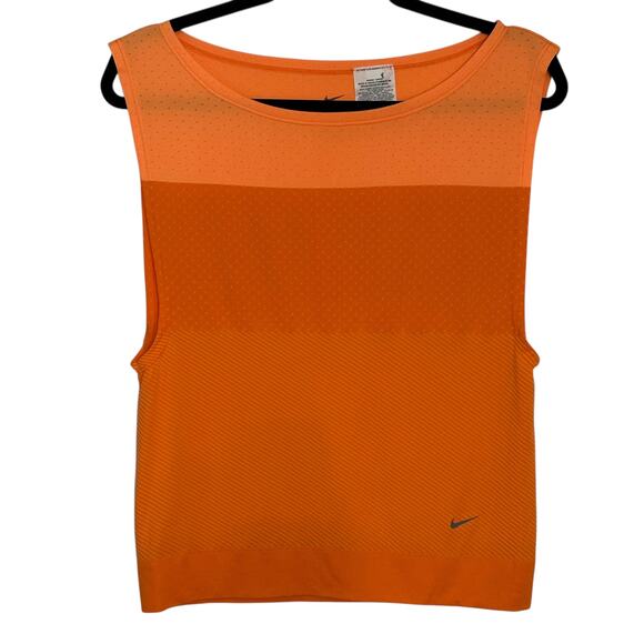Nike Women’s Seamless Knit Tank Top S Orange Running Training Gym Activewear - Picture 1 of 7